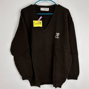 Vtg Pringle Sports Mens XL Tall Brown V Neck LS Sweater Made Scotland